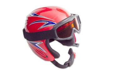 Protective ski helmet and ski goggles