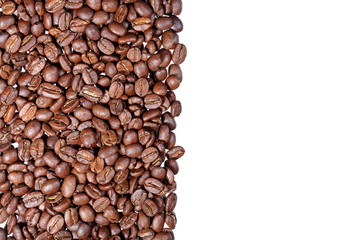Coffee beans stripes isolated in white background.