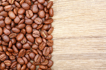 Coffee on grunge wooden background.