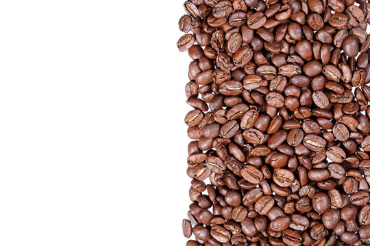 Coffee beans stripes isolated in white background.