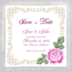 Wedding invitation template with roses