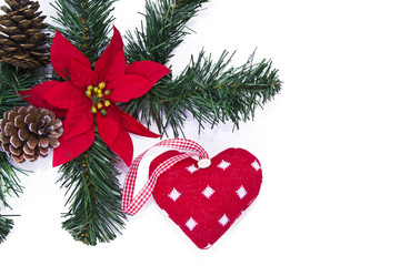 Christmas hearts on wooden background