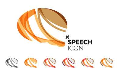 Set of abstract speech bubble and cloud icons, business logotype concepts, clean modern geometric design