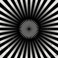 Obraz premium Geometric optical illusion black and white circle with rays isolated on a white background. Vector illustration
