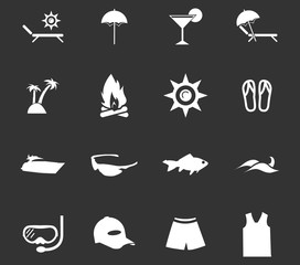 Beach icons set