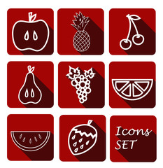 Icons set fruits