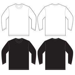 Black White Long Sleeve T-Shirt Design Template