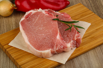 Raw pork steak