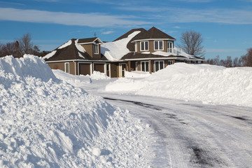 Plowed Road in a subdivision