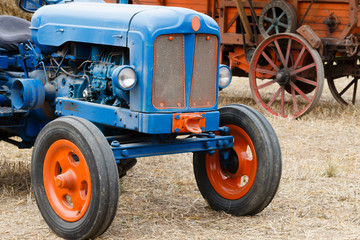 Close up of the front of an old tractor, agriculture, rural life