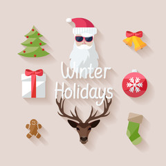 Winter holidays. Flat design