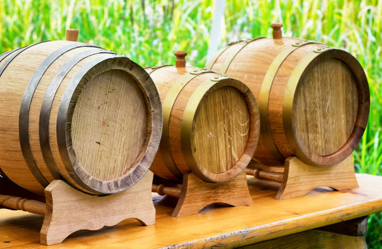 old wooden oil casks