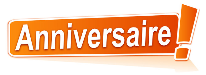 anniversaire sur étiquette orange