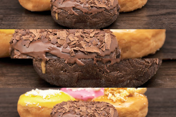 Assorted donuts with a multi panel effect