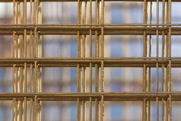 Pattern from stack of rebar grids at the construction site