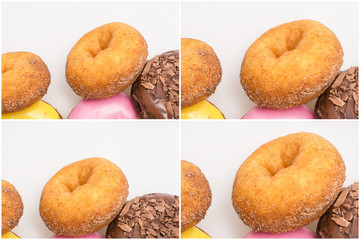 Assorted donuts with a multi panel effect