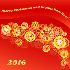 Obraz premium Vector christmas snowflake background and text design of year 2016.