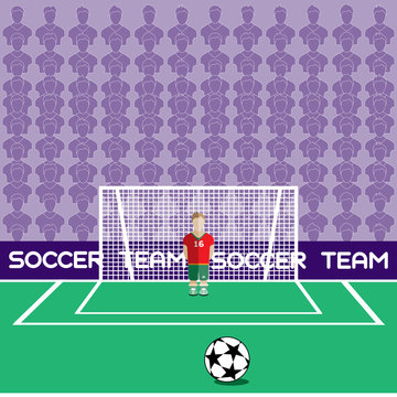 Goalkeeper in Flat Style Standing in a Goal