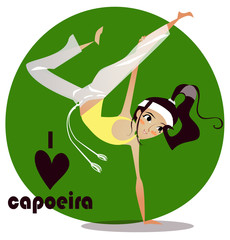 capoeira cartoon girl, sport, exercise, dance