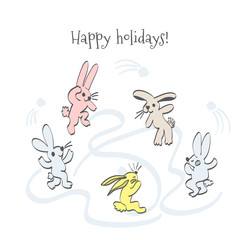 cartoon hares on holiday