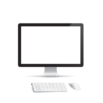 Computer display with keyboard mouse wireless  isolated  backgro