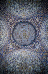 Dome of the mosque, oriental ornaments from Samarkand, Uzbekistan