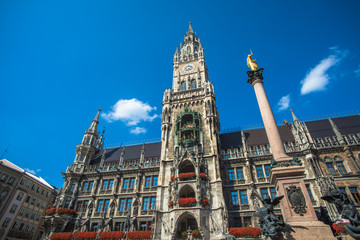 Fototapeta premium Munich city hall at Marienplatz, Bavaria, Germany