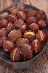 roasted chestnut in pan