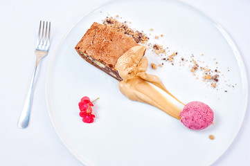 Walnut Brownies under Ice Cream with Sea-Buckthorn and Orange Tea