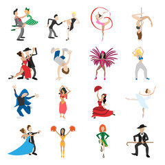 Dances cartoon icons set
