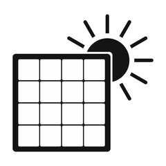 Solar panel with sun simple icon