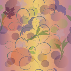 Vector abstract floral repeating pattern translucent.