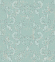 Damask seamless wallpaper with grunge effect.