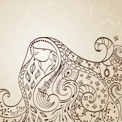 Long haired girl. Vector illustration.