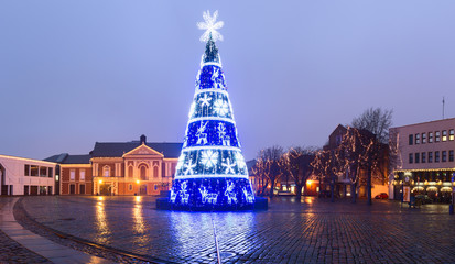 City Christmas Tree (New Years tree) on the Theater Square, Klaipeda city, Lithuania