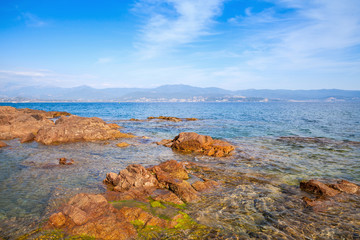 Fototapeta premium Coastal stones on public beach of Ajaccio