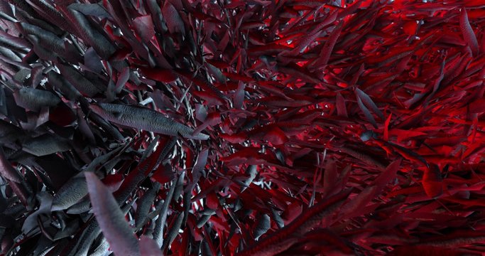 Adstract 3d geometric leafs and shapes in motion. Loop - 4K