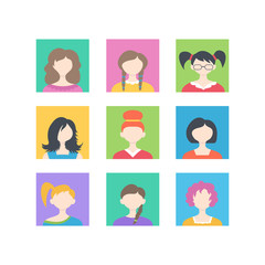 Woman flat icon collection.