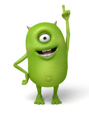 The little monster proudly put up a finger