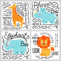 African animals set isolated on white background © havroshechka