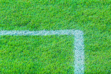 Naklejka premium White line corner in football or soccer field.