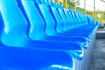 Fototapeta premium Blue bench or chair or seat in the stadium.