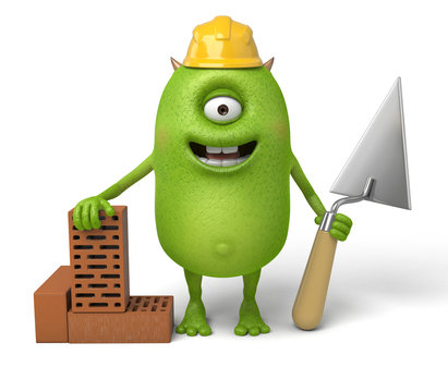 Little monster is a construction worker