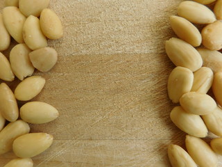 almonds to eat on wooden base