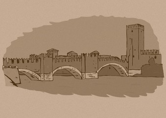 Castel Vecchio Bridge vintage