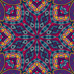 Abstract festive colorful mosaic vector ethnic tribal pattern