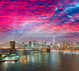 New York. Manhattan skyline from Manhattan Bridge