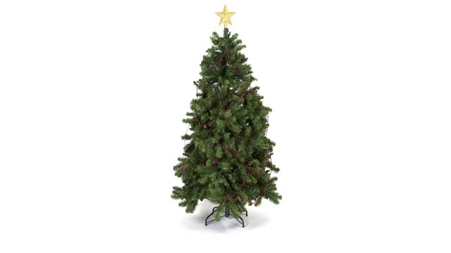 Time lapse of decorating the Christmas tree isolated on white background
