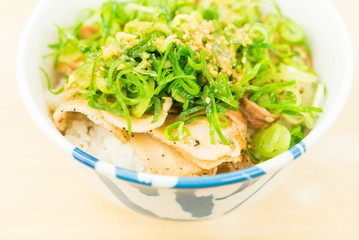 Rice bowl with sweet pork