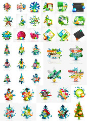 Fototapeta na wymiar Set of various geometric abstract Christmas concepts